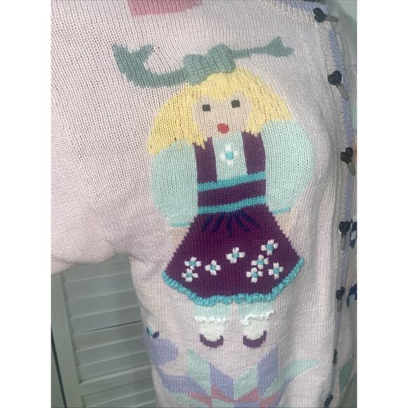 Vintage Daisy Kingdom Women's Cardigan Sweater Ramie Cotton Pink Large - Picture 8 of 10